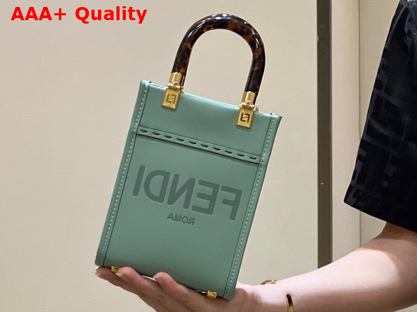 Fendi Mini Sunshine Shopper Mint Green Leather Mini Bag Replica