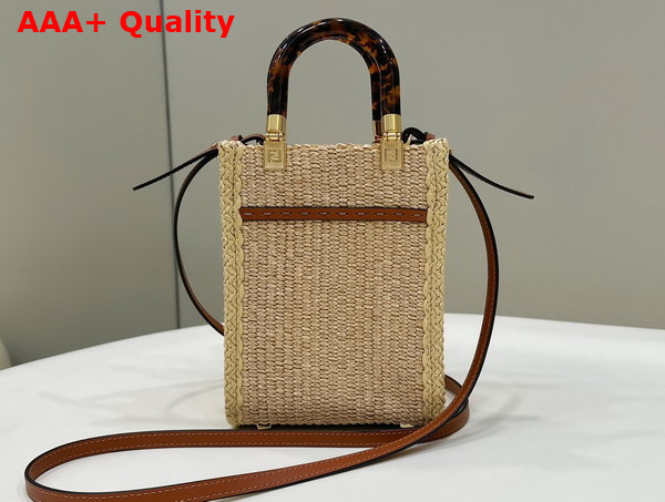 Fendi Mini Sunshine Shopper Natural Straw Mini Bag Beige Replica