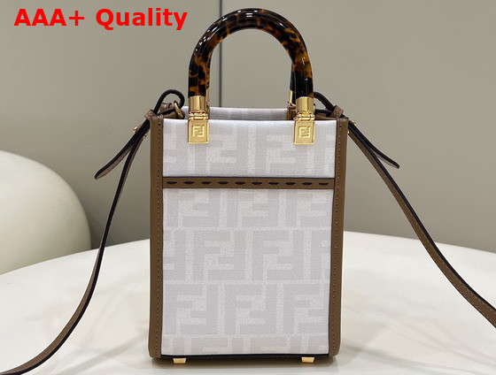 Fendi Mini Sunshine Shopper White FF Printed Fabric Mini Bag Replica