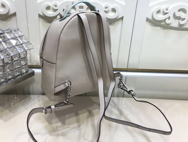 Fendi Mini backpack in Powder Grey Leather Decorated with a White Insert and Two Flowers with Napp Petals in Different Colours For Sale