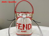 Fendi Mon Tresor Beige Canvas Mini Bag with Fendi Roma Embroidery Replica