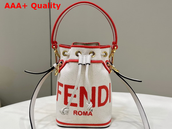 Fendi Mon Tresor Beige Canvas Mini Bag with Fendi Roma Embroidery Replica