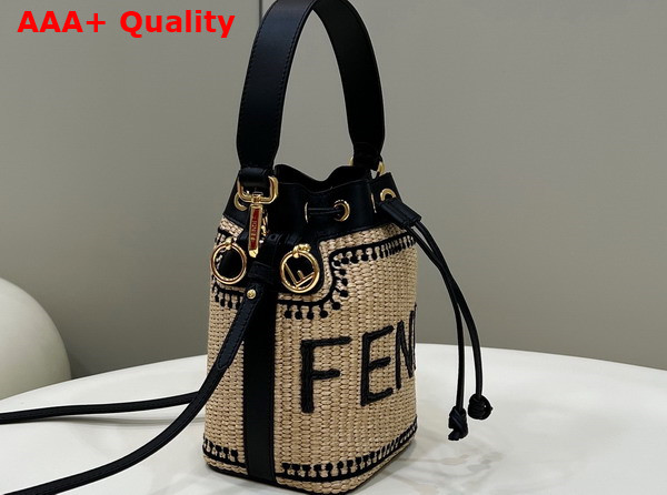 Fendi Mon Tresor Beige and Black Straw Mini Bag Replica