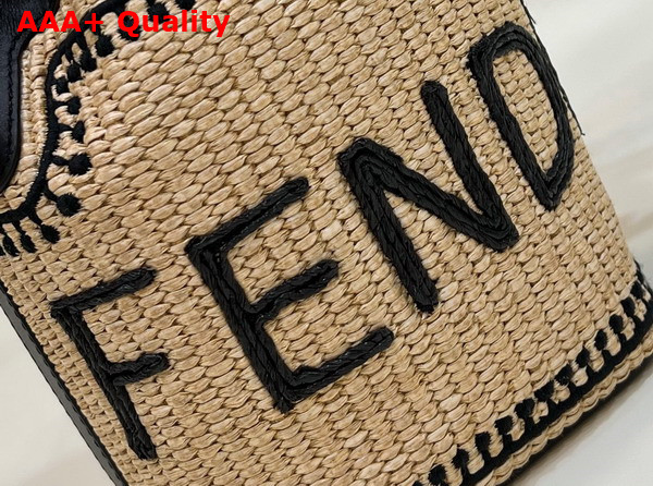 Fendi Mon Tresor Beige and Black Straw Mini Bag Replica