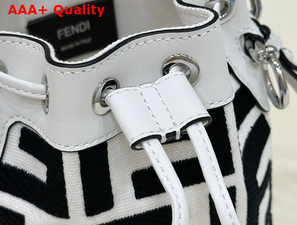 Fendi Mon Tresor Black and White Canvas Mini Bag with FF Embroidery Replica