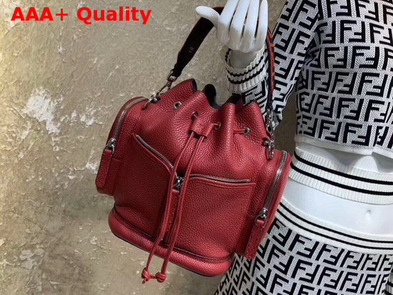 Fendi Mon Tresor Bucket Bag in Red Roman Leather Replica