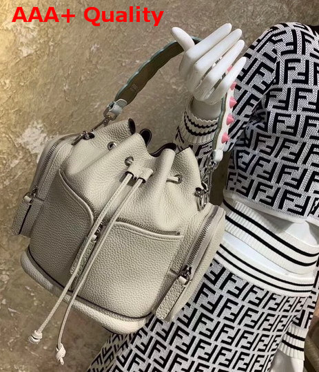 Fendi Mon Tresor Bucket Bag in White Roman Leather Replica