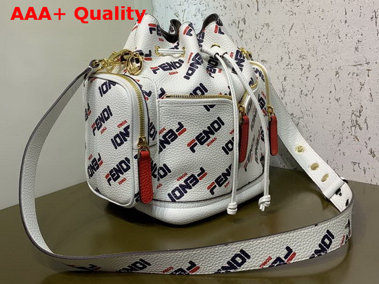 Fendi Mon Tresor Bucket Bag in White with Allover Fendi Print Replica