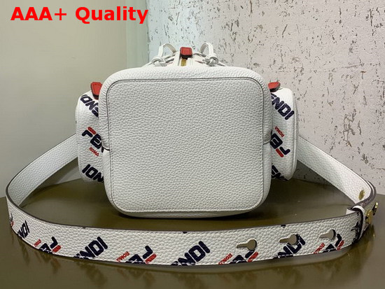 Fendi Mon Tresor Bucket Bag in White with Allover Fendi Print Replica