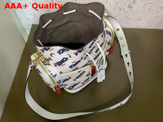 Fendi Mon Tresor Bucket Bag in White with Allover Fendi Print Replica