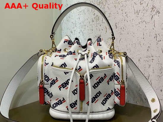 Fendi Mon Tresor Bucket Bag in White with Allover Fendi Print Replica