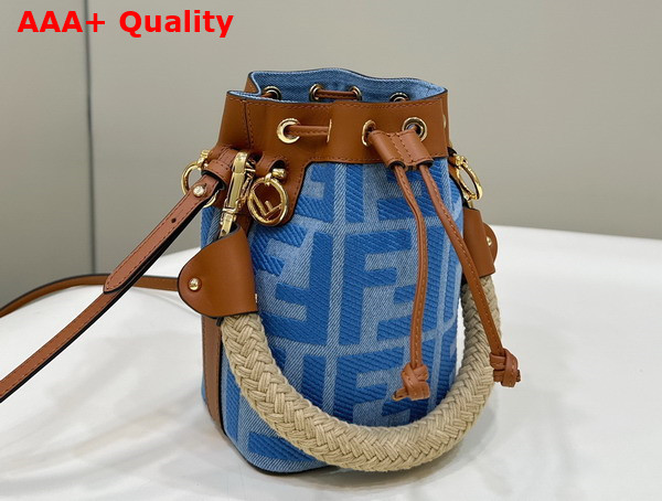 Fendi Mon Tresor Light Blue Denim Mini Bag with FF Embroidery Replica