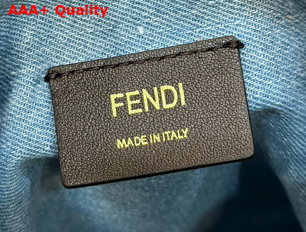 Fendi Mon Tresor Light Blue Denim Mini Bag with FF Embroidery Replica