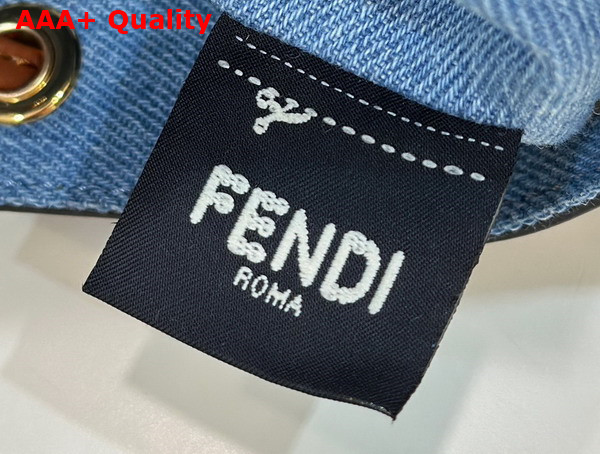 Fendi Mon Tresor Light Blue Denim Mini Bag with FF Embroidery Replica