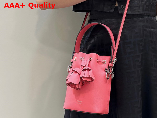 Fendi Mon Tresor Pink Leather Mini Bag with 3D Roses Replica