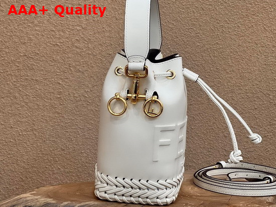 Fendi Mon Tresor White Leather Mini Bag with Decorative Stitching Replica