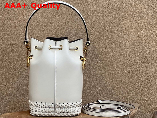 Fendi Mon Tresor White Leather Mini Bag with Decorative Stitching Replica