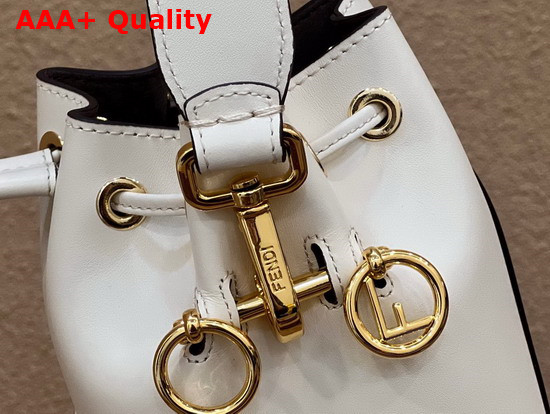 Fendi Mon Tresor White Leather Mini Bag with Decorative Stitching Replica