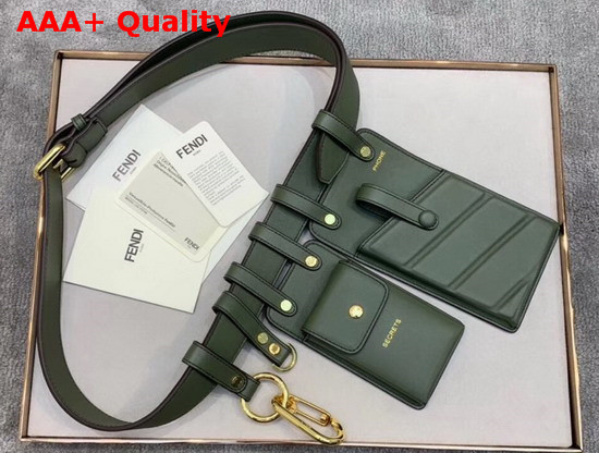 Fendi Multi Accessory Belt Bag in Green Calf Leather Replica