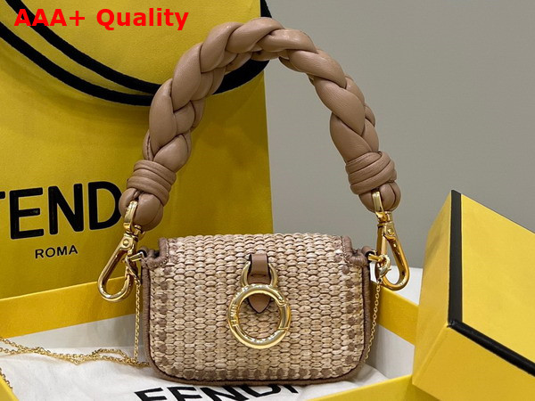 Fendi Nano Baguette Charm Beige Raffia Charm Replica