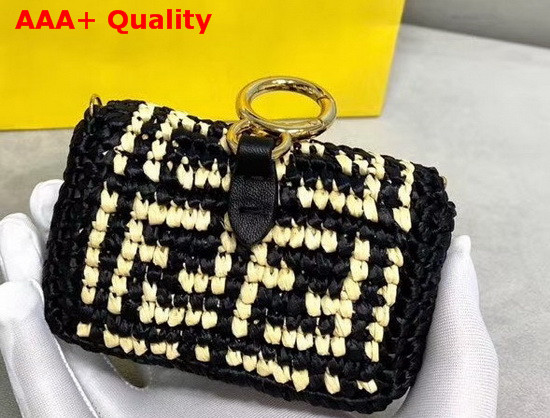 Fendi Nano Baguette Charm Black Raffia Charm Replica