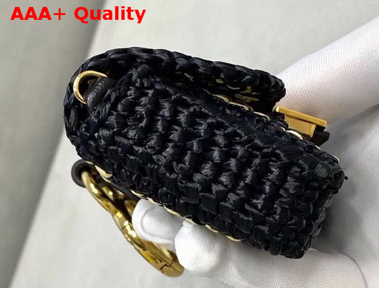 Fendi Nano Baguette Charm Black Raffia Charm Replica