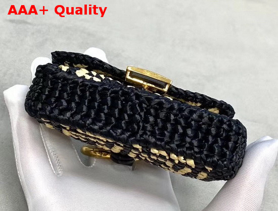 Fendi Nano Baguette Charm Black Raffia Charm Replica