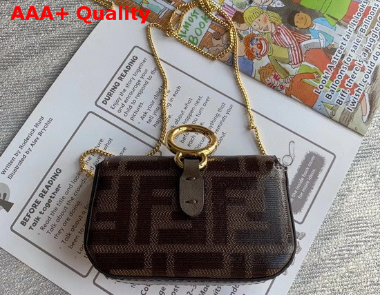 Fendi Nano Baguette Charm Brown Glazed Fabric Charm Replica