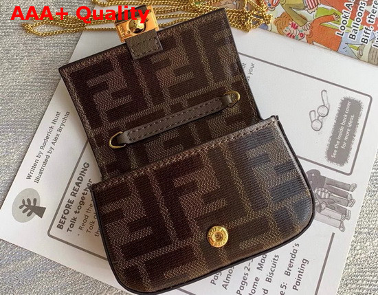 Fendi Nano Baguette Charm Brown Glazed Fabric Charm Replica