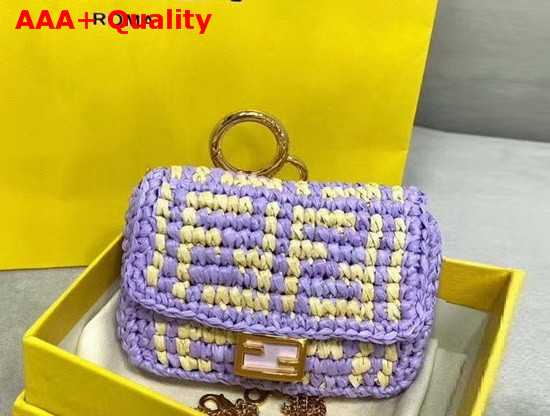 Fendi Nano Baguette Charm Lilac Raffia Charm Replica