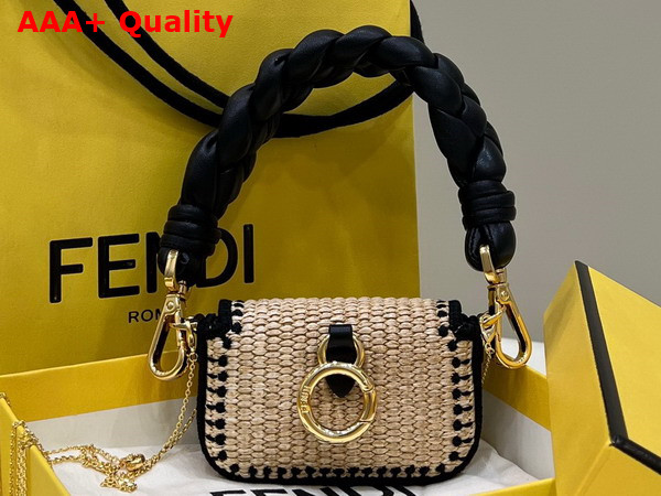 Fendi Nano Baguette Charm in Beige Raffia Replica