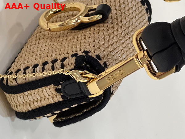 Fendi Nano Baguette Charm in Beige Raffia Replica