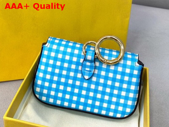 Fendi Nano Baguette Charm in Blue Check Print Leather Replica