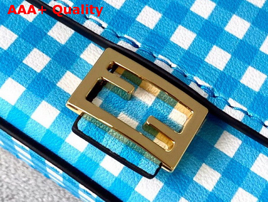 Fendi Nano Baguette Charm in Blue Check Print Leather Replica