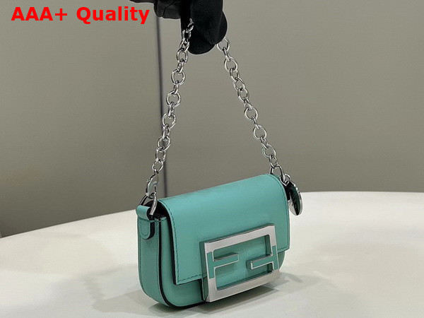 Fendi Nano Baguette Charm in Tiffany Blue Leather Replica