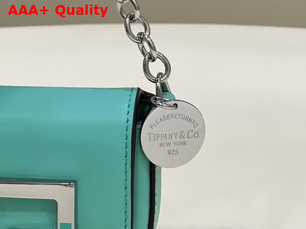 Fendi Nano Baguette Charm in Tiffany Blue Leather Replica