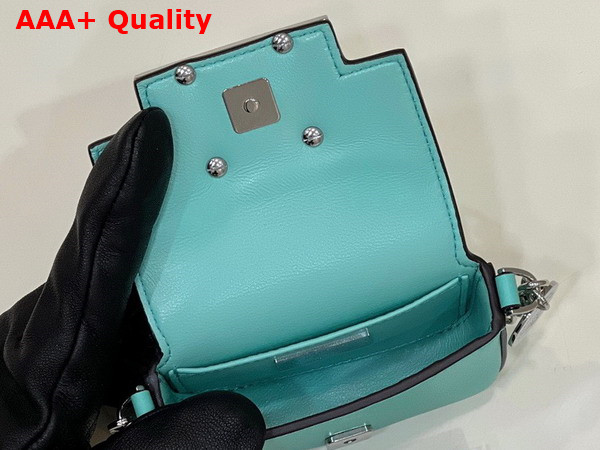 Fendi Nano Baguette Charm in Tiffany Blue Leather Replica