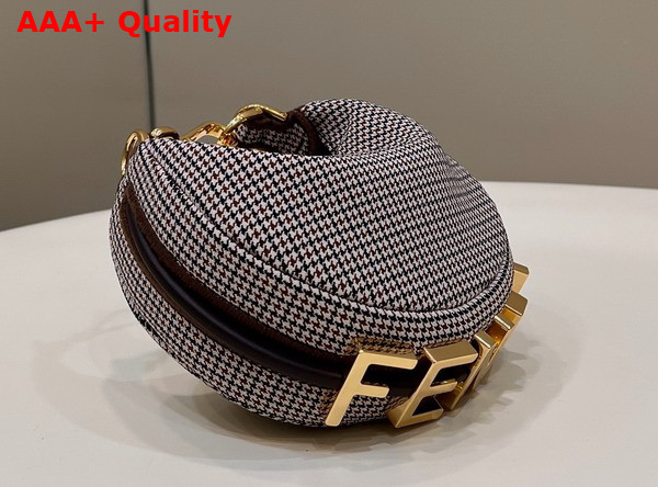 Fendi Nano Fendigraphy Grey Houndstooth Wool Charm Replica