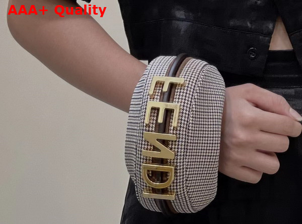 Fendi Nano Fendigraphy Grey Houndstooth Wool Charm Replica