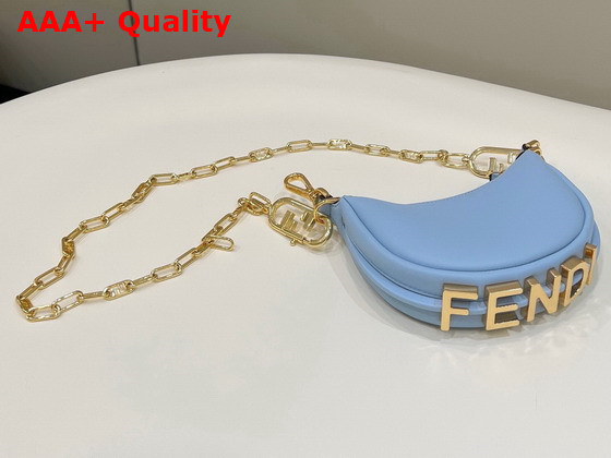 Fendi Nano Fendigraphy Light Blue Leather Charm Replica