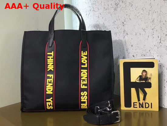 Fendi Nylon Shopper Tote Bag in Black Replica