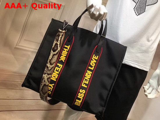 Fendi Nylon Shopper Tote Bag in Black Replica