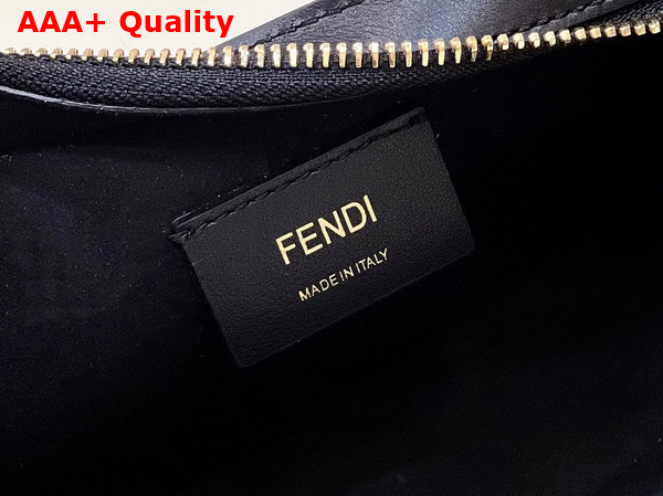 Fendi O Lock Swing Black Leather and Fox Fur Pouch Replica