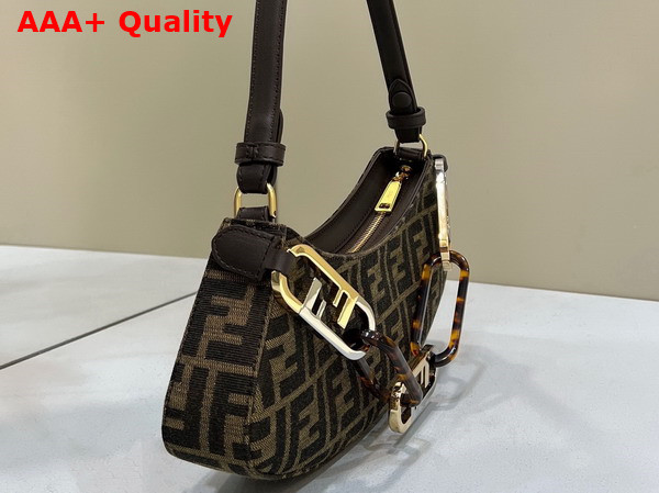 Fendi O Lock Swing Brown FF Fabric Pouch Replica