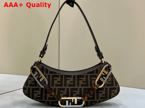 Fendi O Lock Swing Brown FF Fabric Pouch Replica