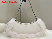 Fendi O Lock Swing Camellia Leather and Fox Fur Pouch Replica