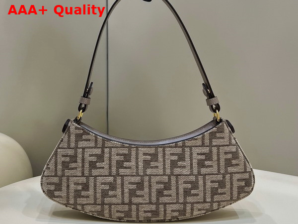 Fendi O Lock Swing Dove Gray Tapestry Fabric Pouch Replica