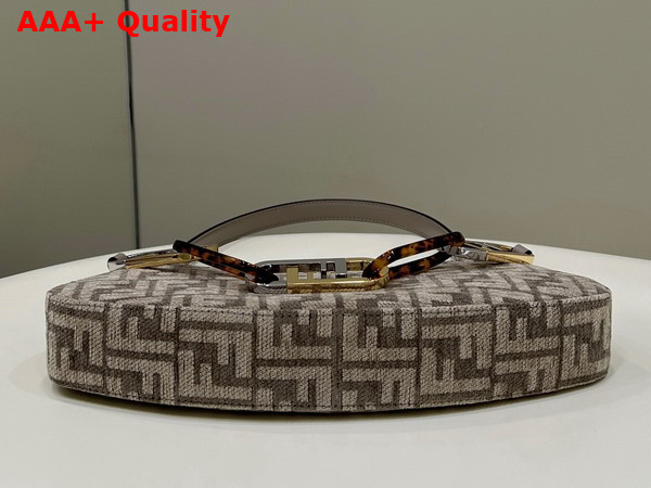 Fendi O Lock Swing Dove Gray Tapestry Fabric Pouch Replica