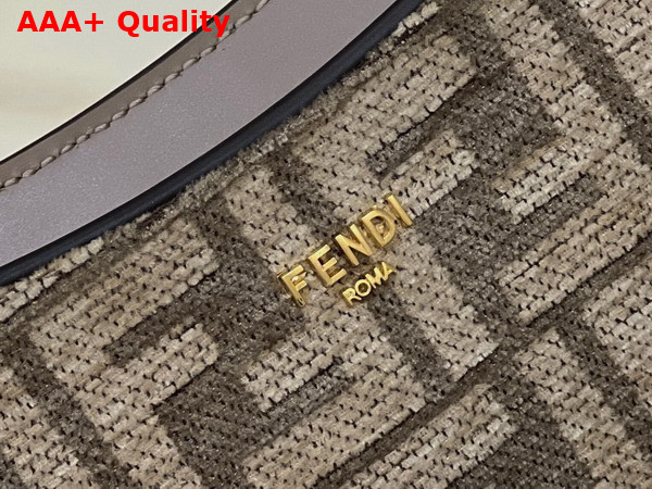 Fendi O Lock Swing Dove Gray Tapestry Fabric Pouch Replica