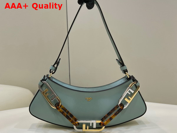 Fendi O Lock Swing Mint Green Leather Pouch Replica